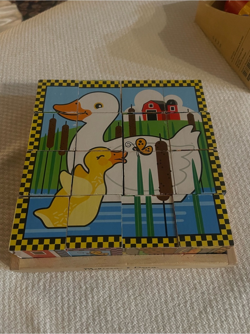 Wooden Duck Puzzle Blocks - Yellow & Blue Kids Toy